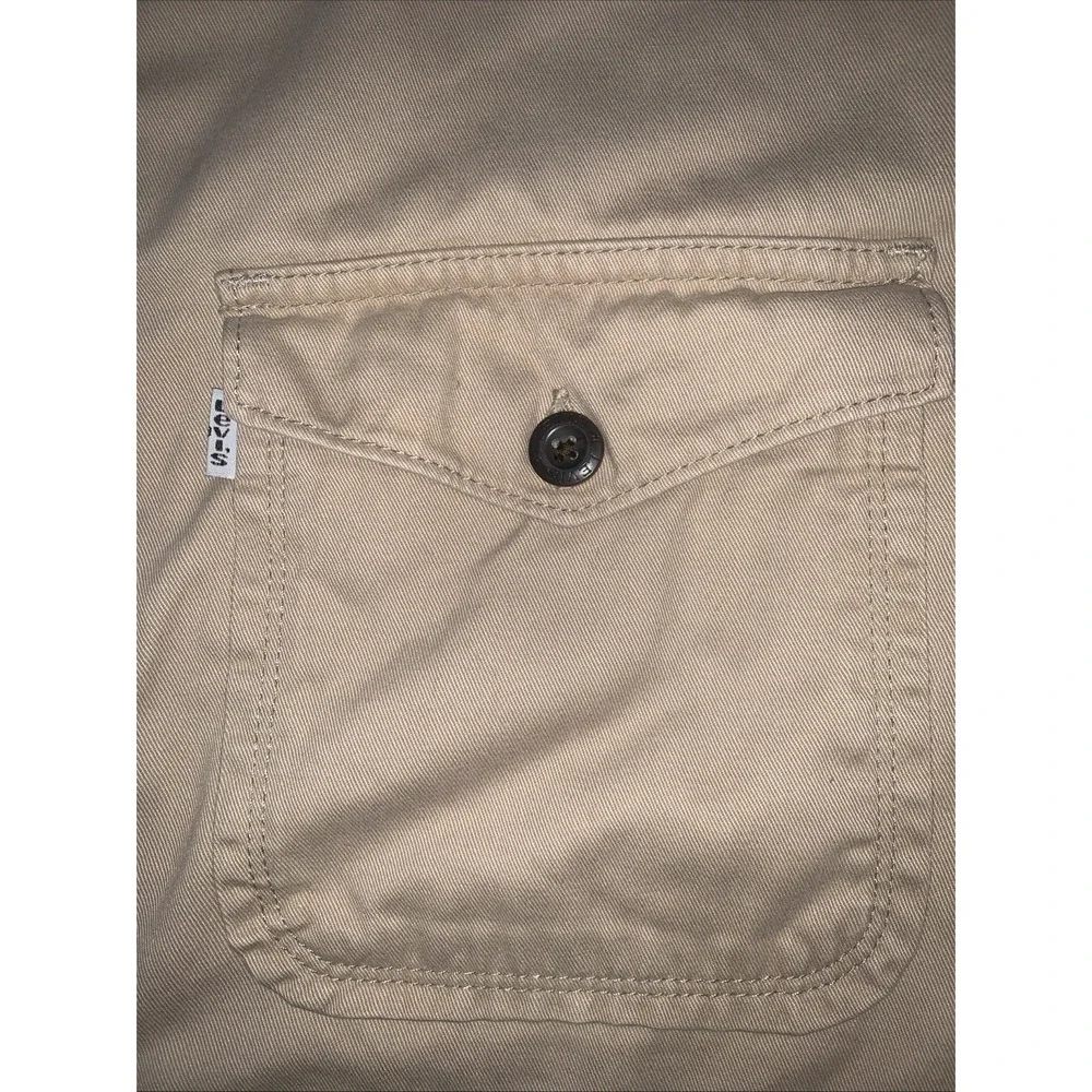 Levi's Canvas Shirt Jacket Mens Medium Khaki Sherpa Lined Workwear Shacket - Picture 5 of 8